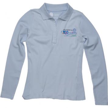 Centenary Long Sleeved Polo Shirt Fitted and Sky Blue